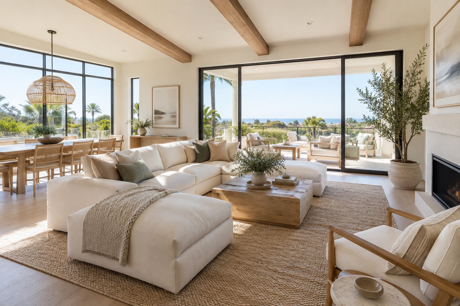 A bright Orange County home interior, illustrative